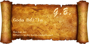 Goda Béla névjegykártya